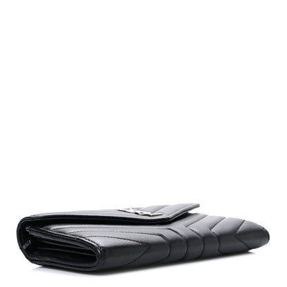 Saint Laurent Lambskin Y Quilted Monogram Large Loulou Flap Wallet Black 4 of 7