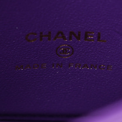 Chanel Lambskin Quilted Top Handle Flap Clutch With Chain Purple 6 of 11