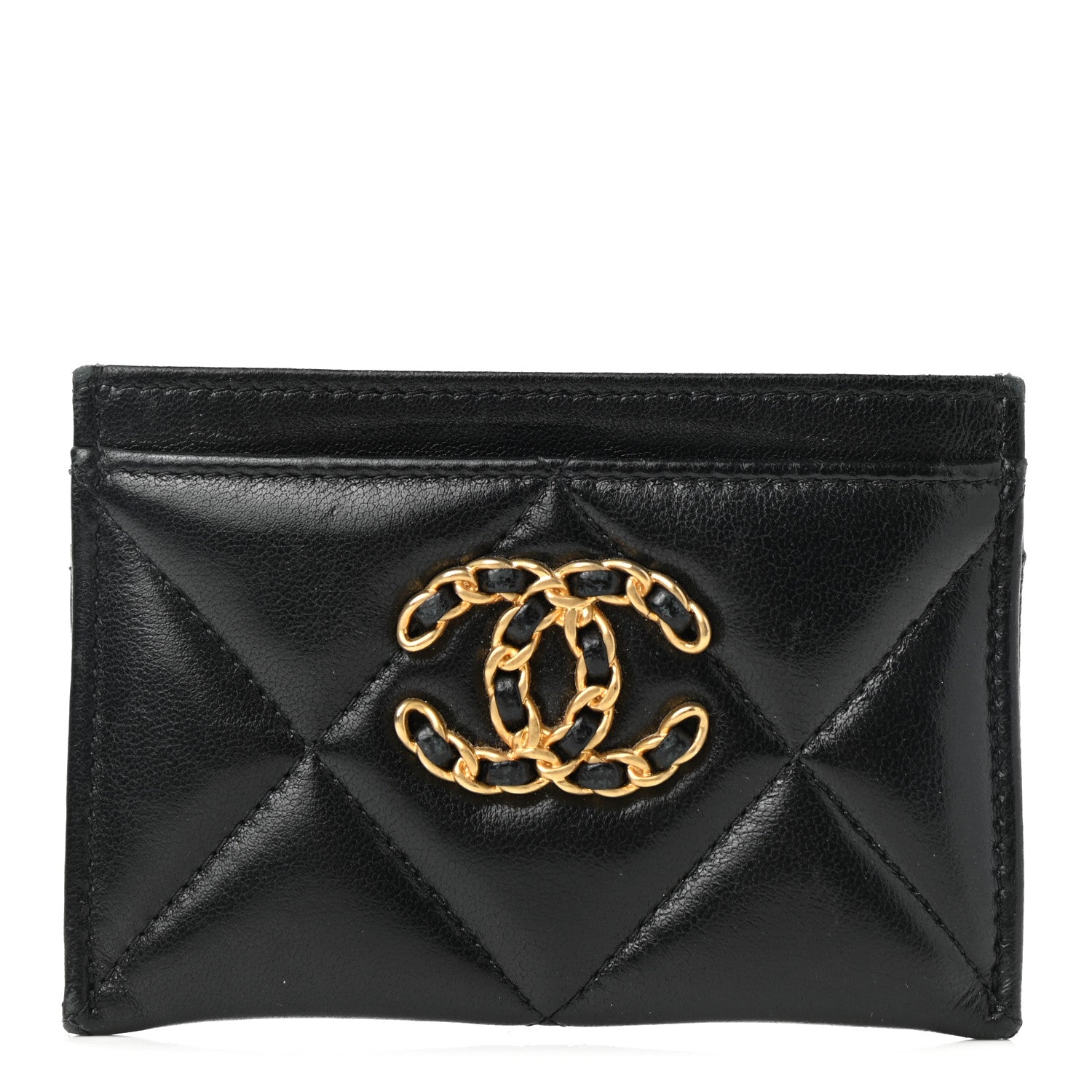 Chanel Lambskin Quilted Chanel 19 Card Holder Black 1 of 9