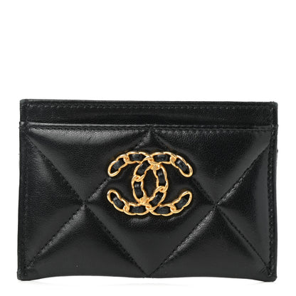 Chanel Lambskin Quilted Chanel 19 Card Holder Black 1 of 9