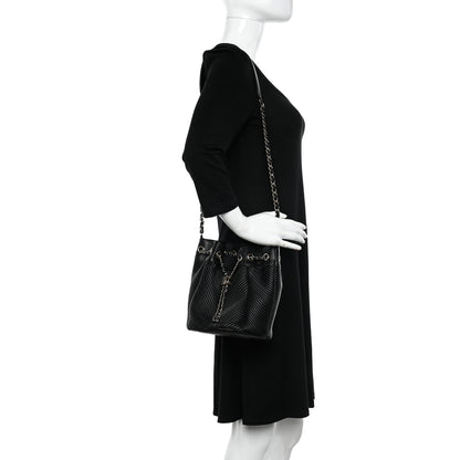 Chanel Lambskin Chevron Drawstring Bag Black 2 of 10