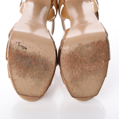 Saint Laurent Pebbled Patent Tribute 105 Platform Sandals 41 Gold 9 of 11