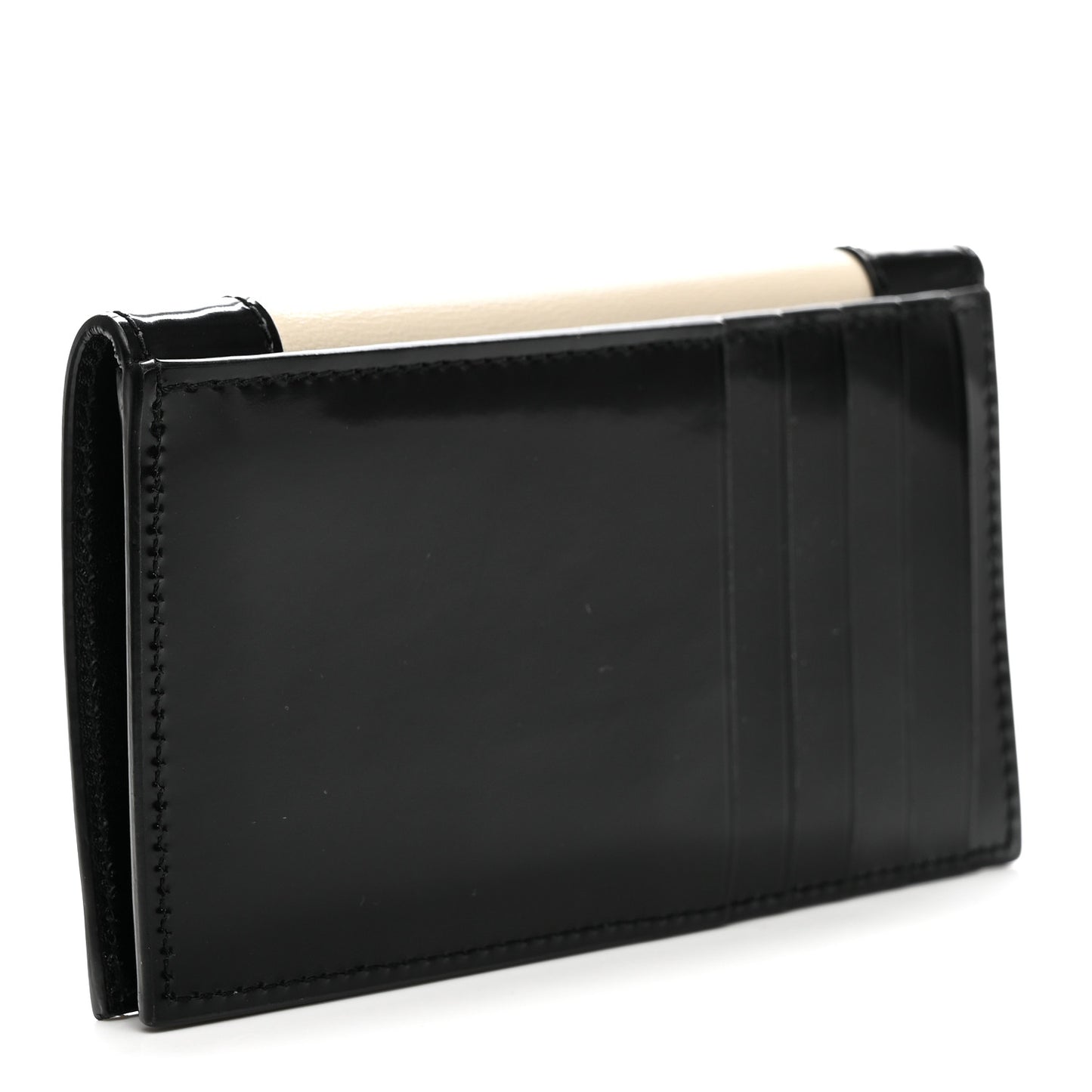 Nappa Patent Calfskin Two-Toned Monogram Flap Wallet Alabastro Black
