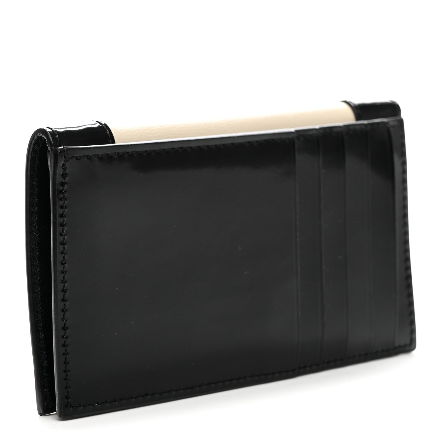 Saint Laurent Nappa Patent Calfskin Two-Toned Monogram Flap Wallet Alabastro Black 3 of 8