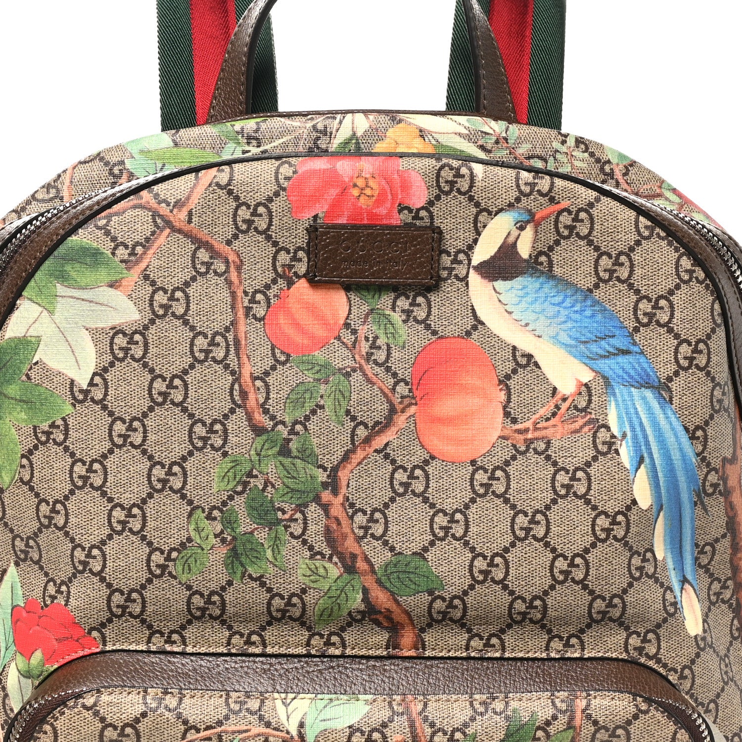 Gucci GG Supreme Monogram Tian Web Small Day Backpack Beige Multicolor New Acero 7 of 9