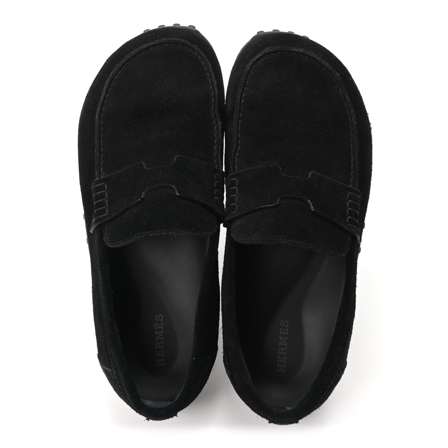 Suede Calfskin Womens Lazy Loafers 38.5 Black