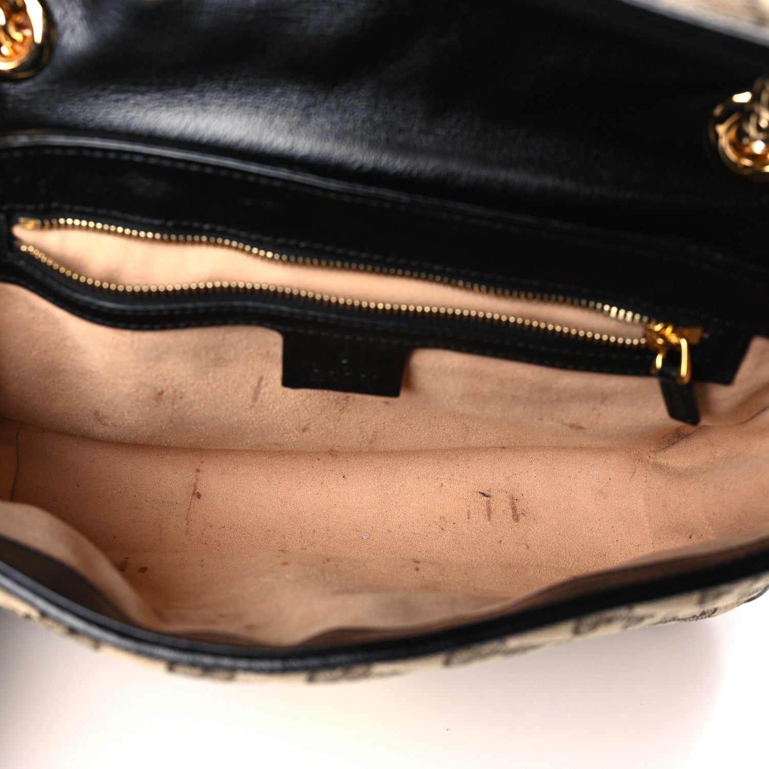 Gucci Monogram Matelasse Diagonal Small GG Marmont Shoulder Bag Beige Black 5 of 9