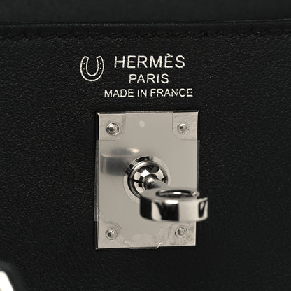 Hermes Swift Horseshoe Kelly Retourne 25 Black Gris Mouette 6 of 11