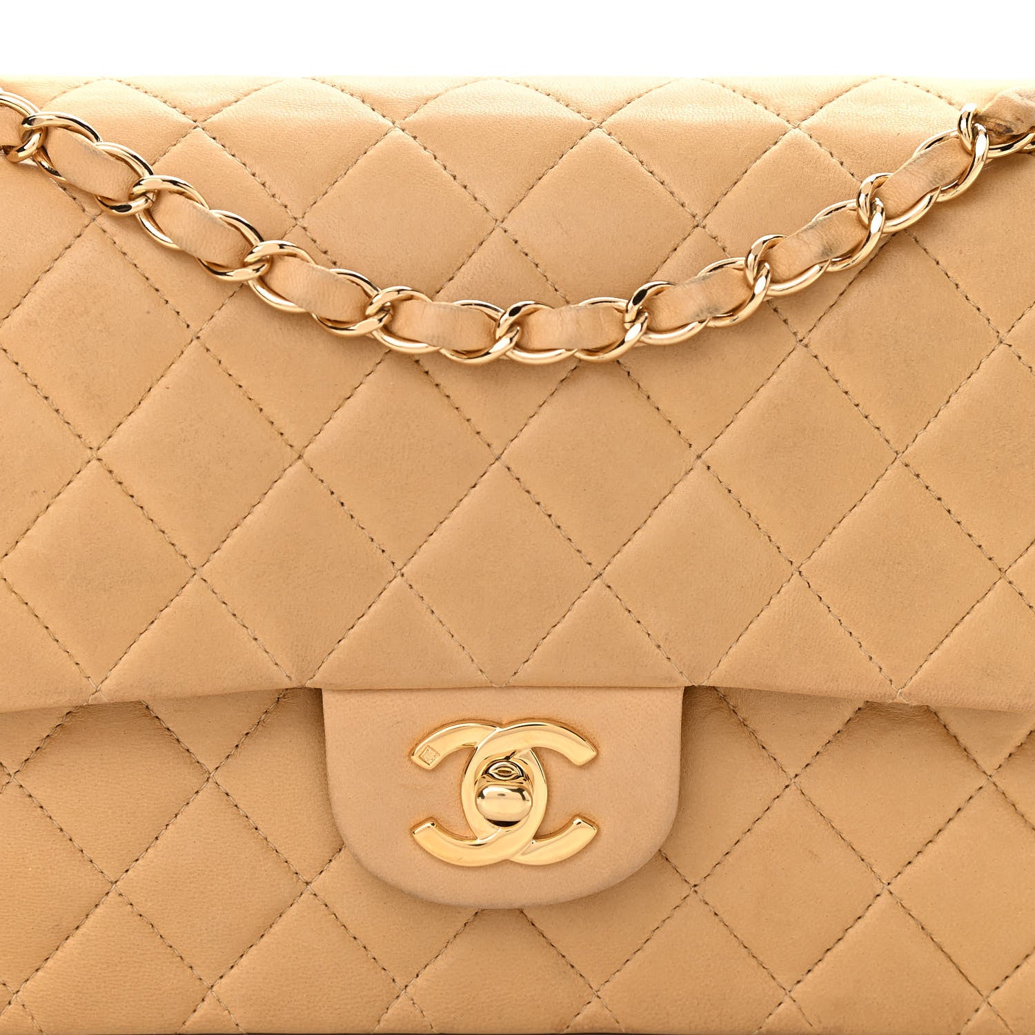 Chanel Lambskin Quilted Medium Double Flap Beige 8 of 13