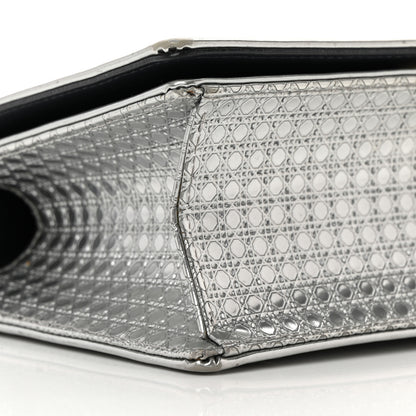 Christian Dior Metallic Patent Micro-Cannage Small Diorama Flap Bag Silver 9 of 21