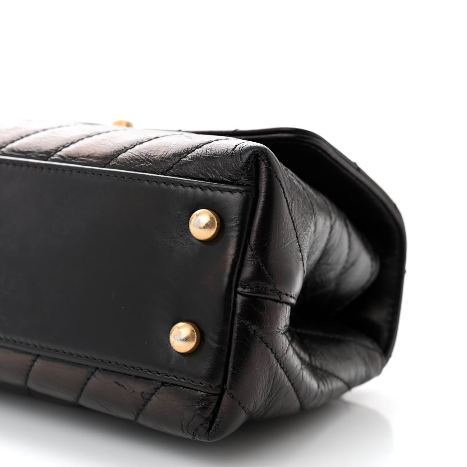 Chanel Calfskin Lizard Chevron Quilted Mini Coco Handle Flap Black 10 of 12