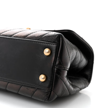 Chanel Calfskin Lizard Chevron Quilted Mini Coco Handle Flap Black 10 of 12