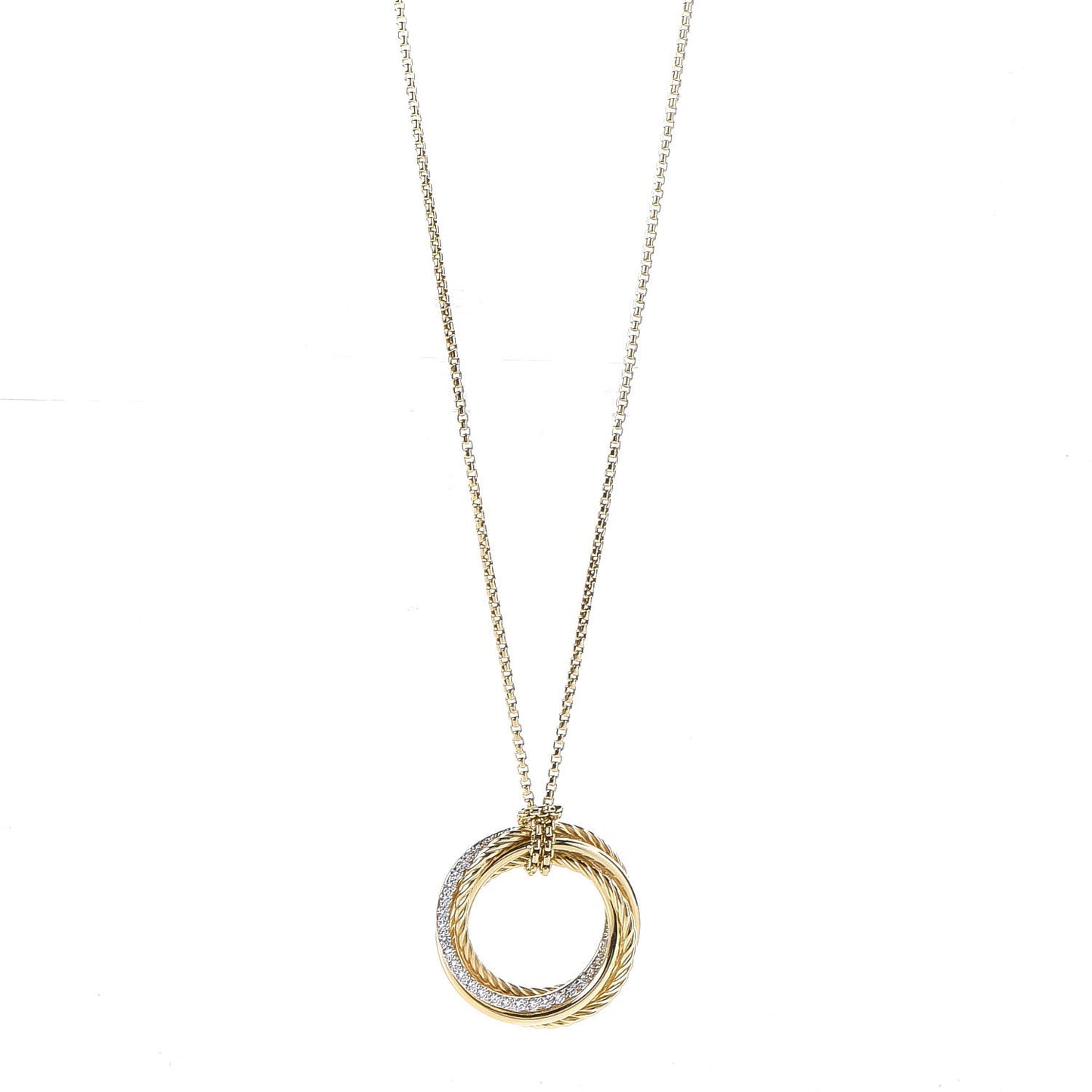 18K Yellow Gold Diamond Crossover Pendant Necklace