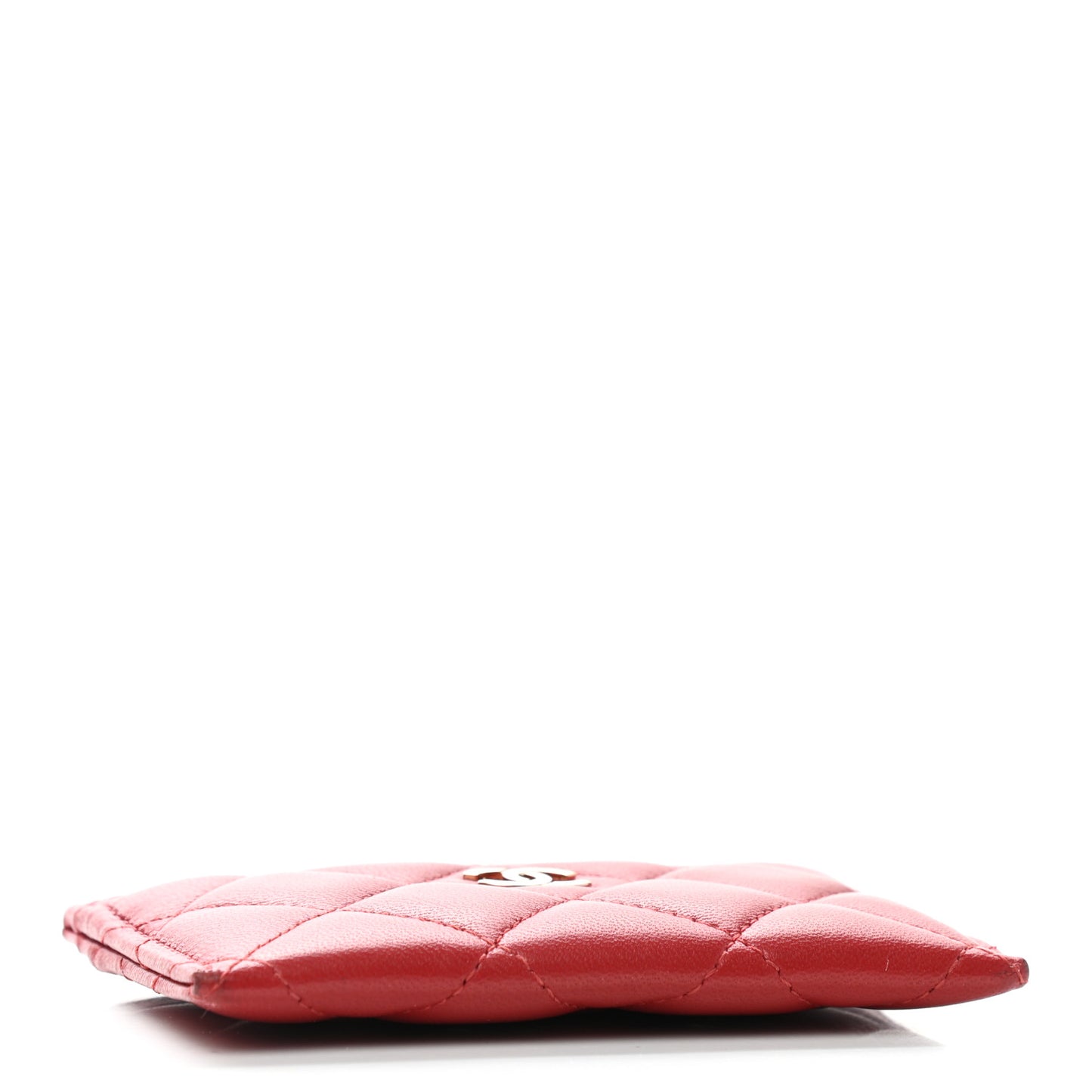 Lambskin Quilted Card Holder Red