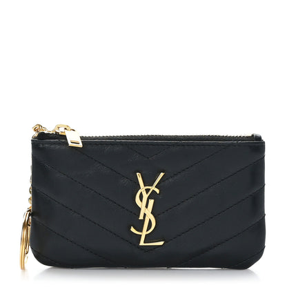 Saint Laurent Calfskin Matelasse Monogram Key Pouch Black 1 of 7