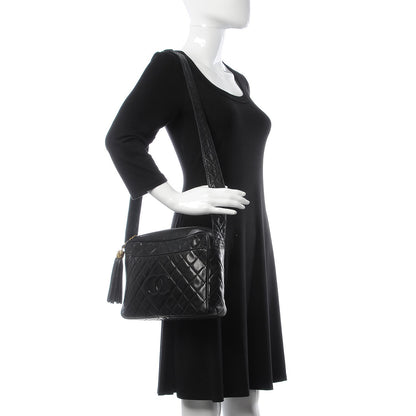 Chanel Lambskin Quilted CC Tassel Camera Case Black 2 of 13