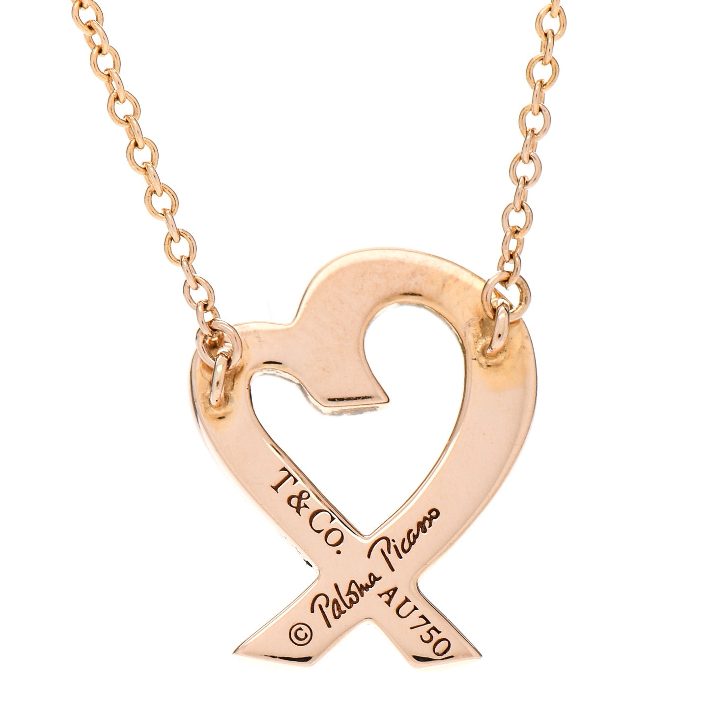 18K Rose Gold Small Paloma Picasso Loving Heart Pendant Necklace