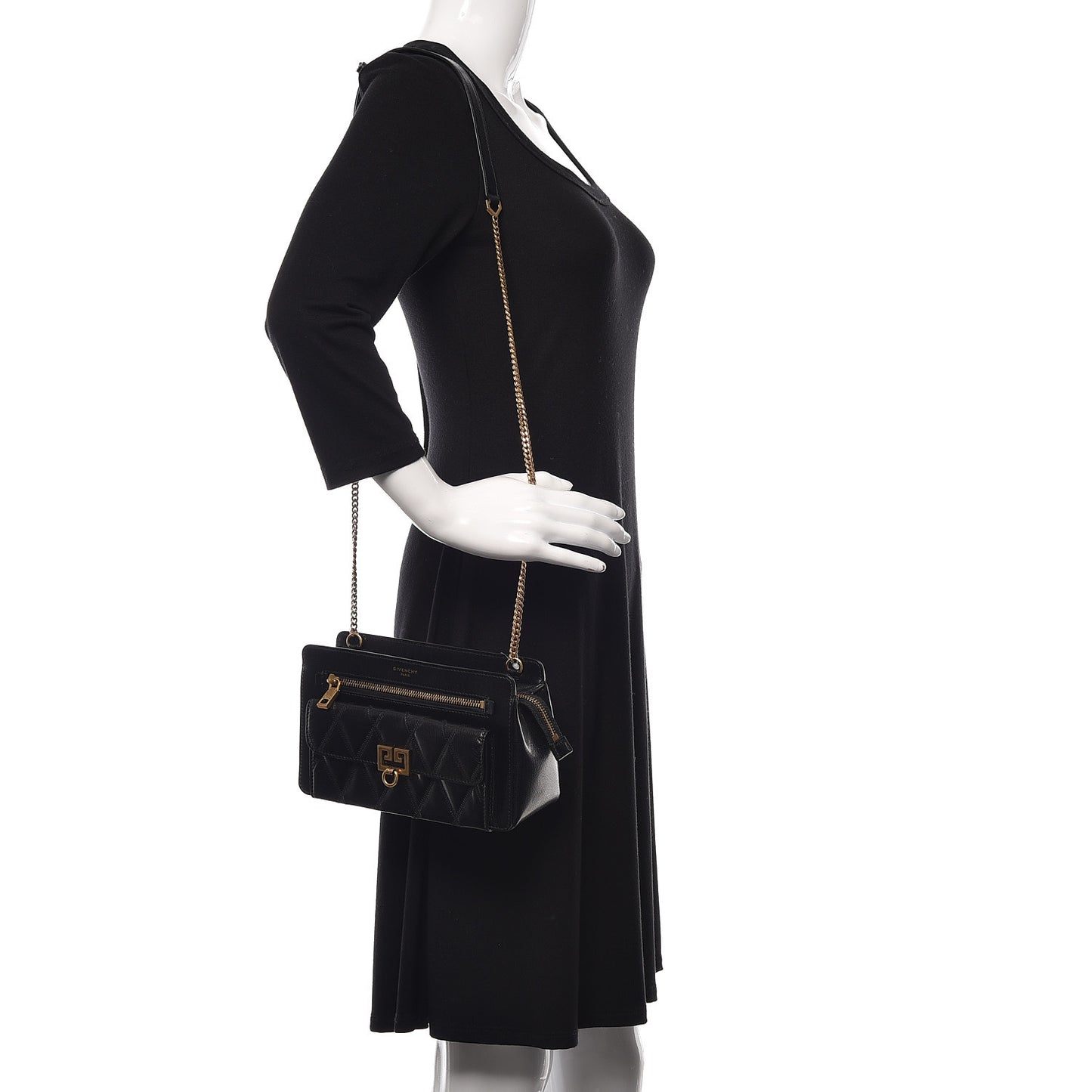 Goatskin Diamond Quilted Pocket Crossbody Black