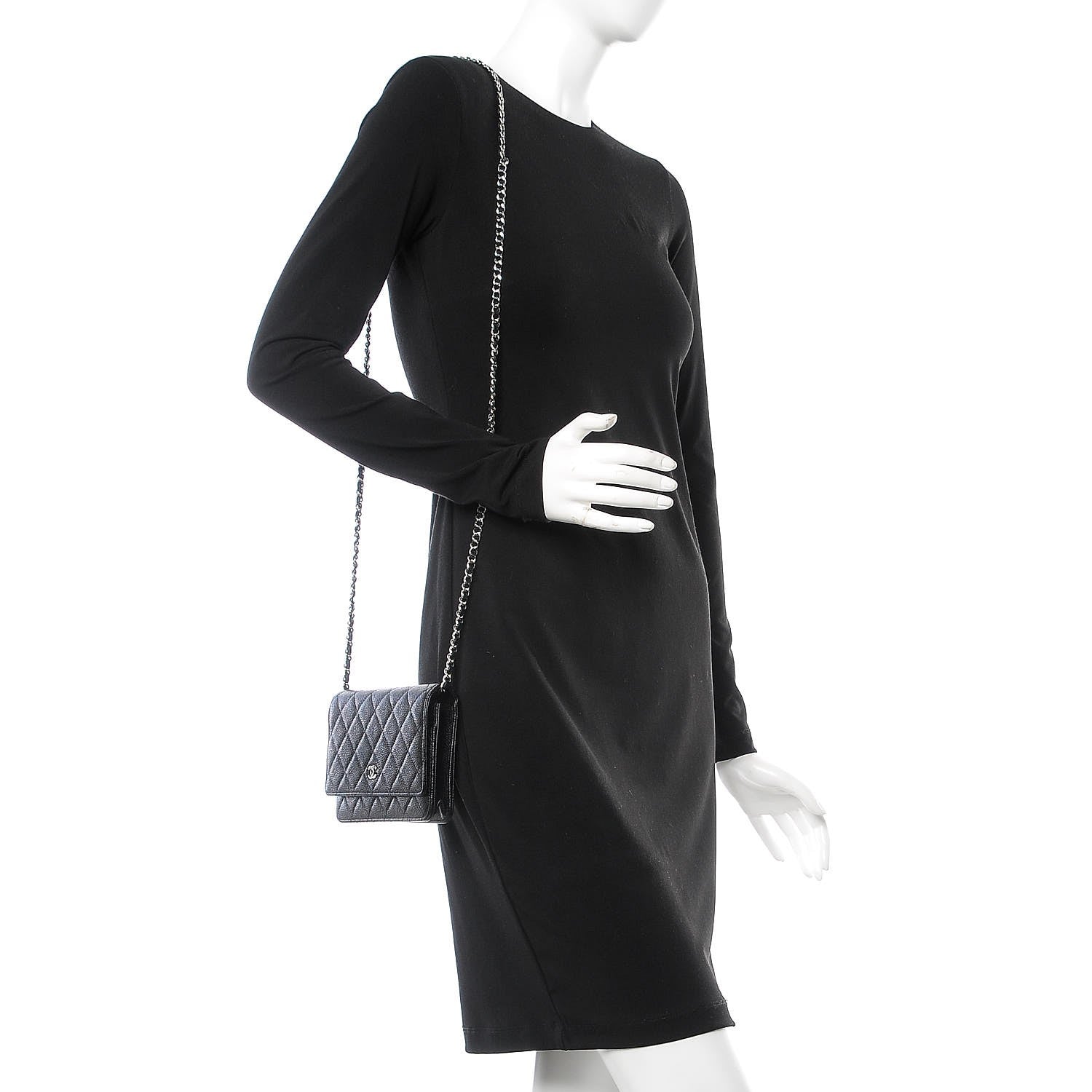 Chanel Caviar Quilted Wallet On Chain WOC Black 2 of 8