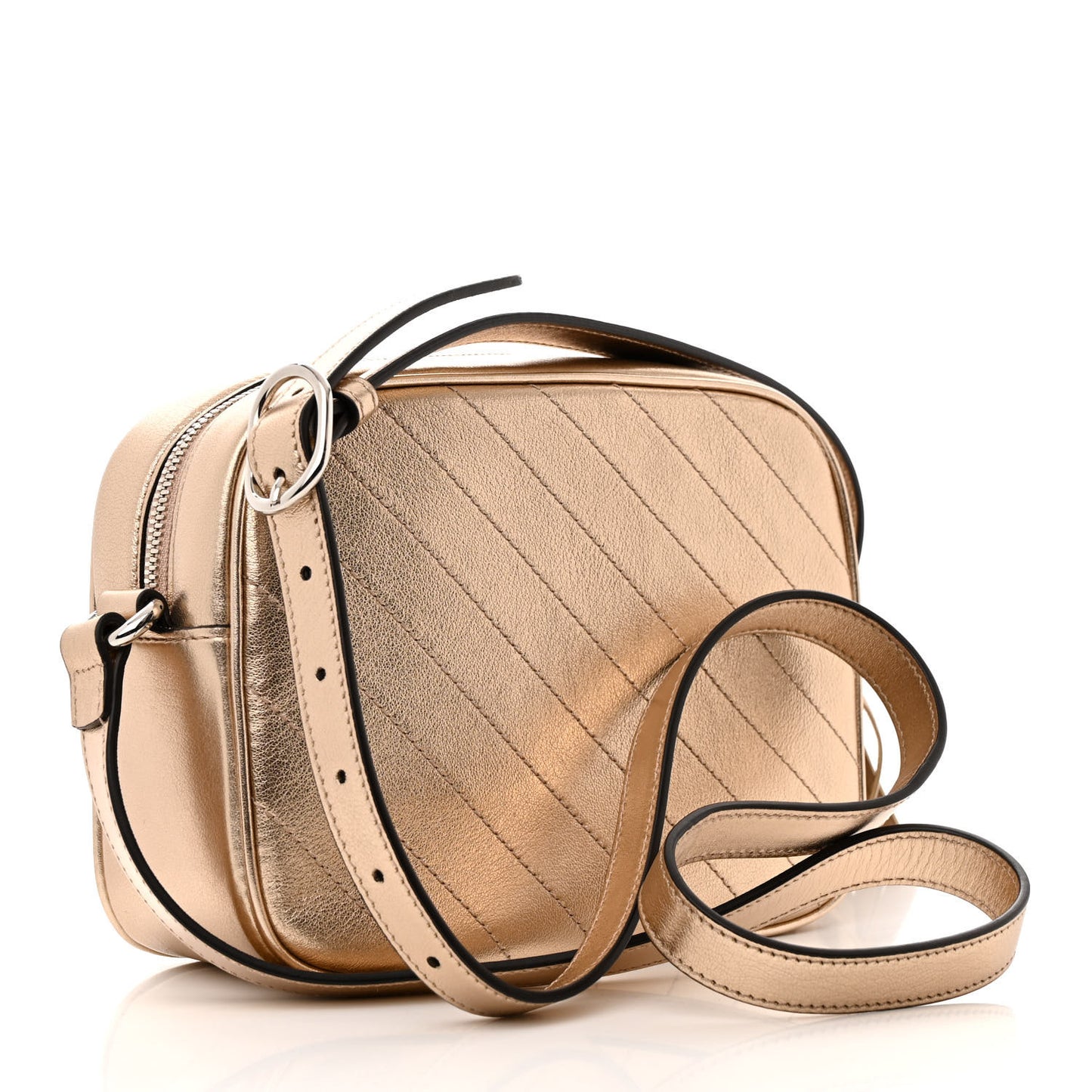 Metallic Sakai Be Green Calfskin Diagonal Stitched Small Blondie Shoulder Bag Golden Beige