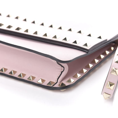 Valentino Garavani Calfskin Rockstud Side Slip Wristlet Clutch Water Rose 11 of 12