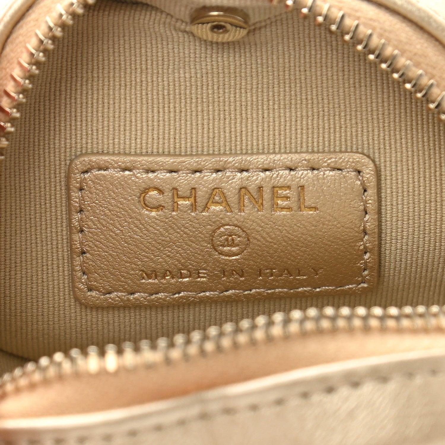Chanel Metallic Lambskin Quilted CC In Love Heart Coin Purse With Chain Gold 6 of 10