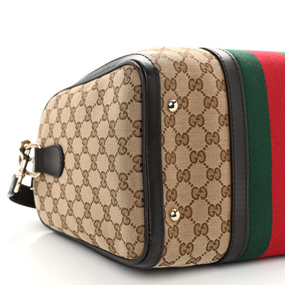 Gucci Monogram Selleria Calfskin Vintage Web Medium Boston Beige Ebony Cocoa 9 of 10