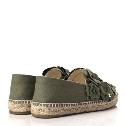 Chanel Fabric Camellia CC Espadrilles 40 Khaki 4 of 9