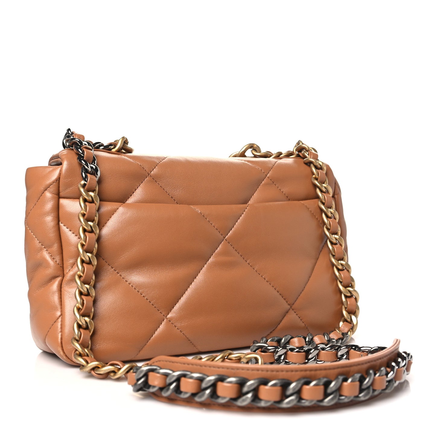 Lambskin Quilted Medium Chanel 19 Flap Brown