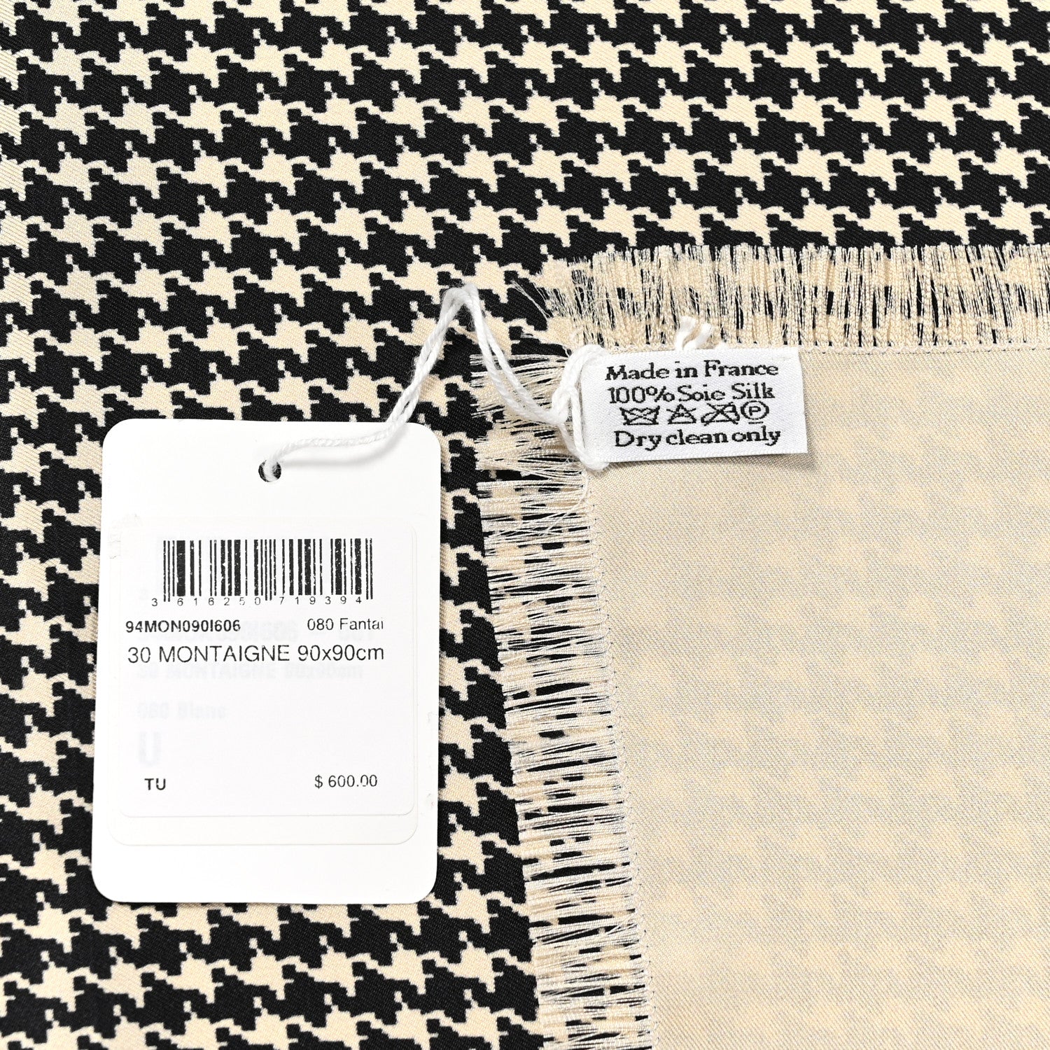 Christian Dior Silk Montaigne 90 Scarf Beige Black 4 of 4