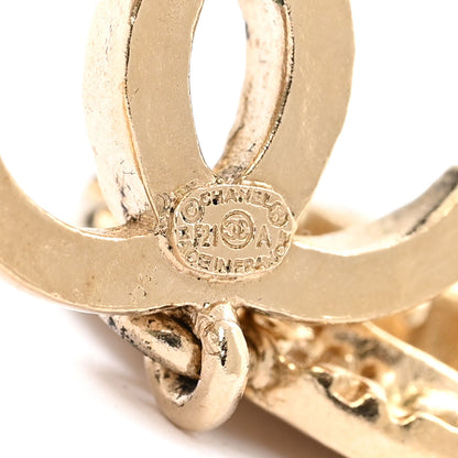 Chanel Crystal CC Medallion Drop Earrings Gold 4 of 5