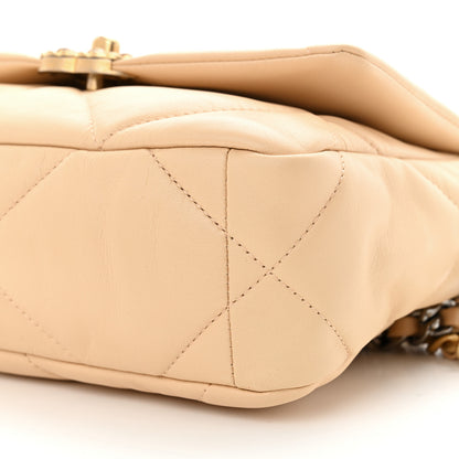 Chanel Shiny Goatskin Quilted Medium Chanel 19 Flap Beige 10 of 11