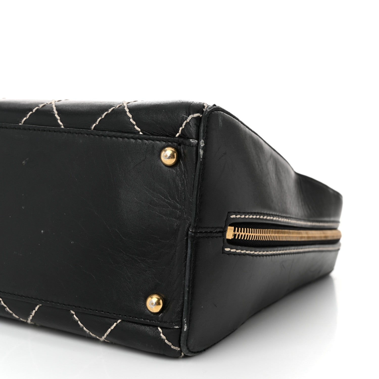 Chanel Calfskin Contrast Stitch Surpique Black 10 of 13