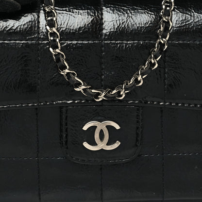 Chanel Distress Patent Quilted Mini Chocolate Bar Flap Black 8 of 10