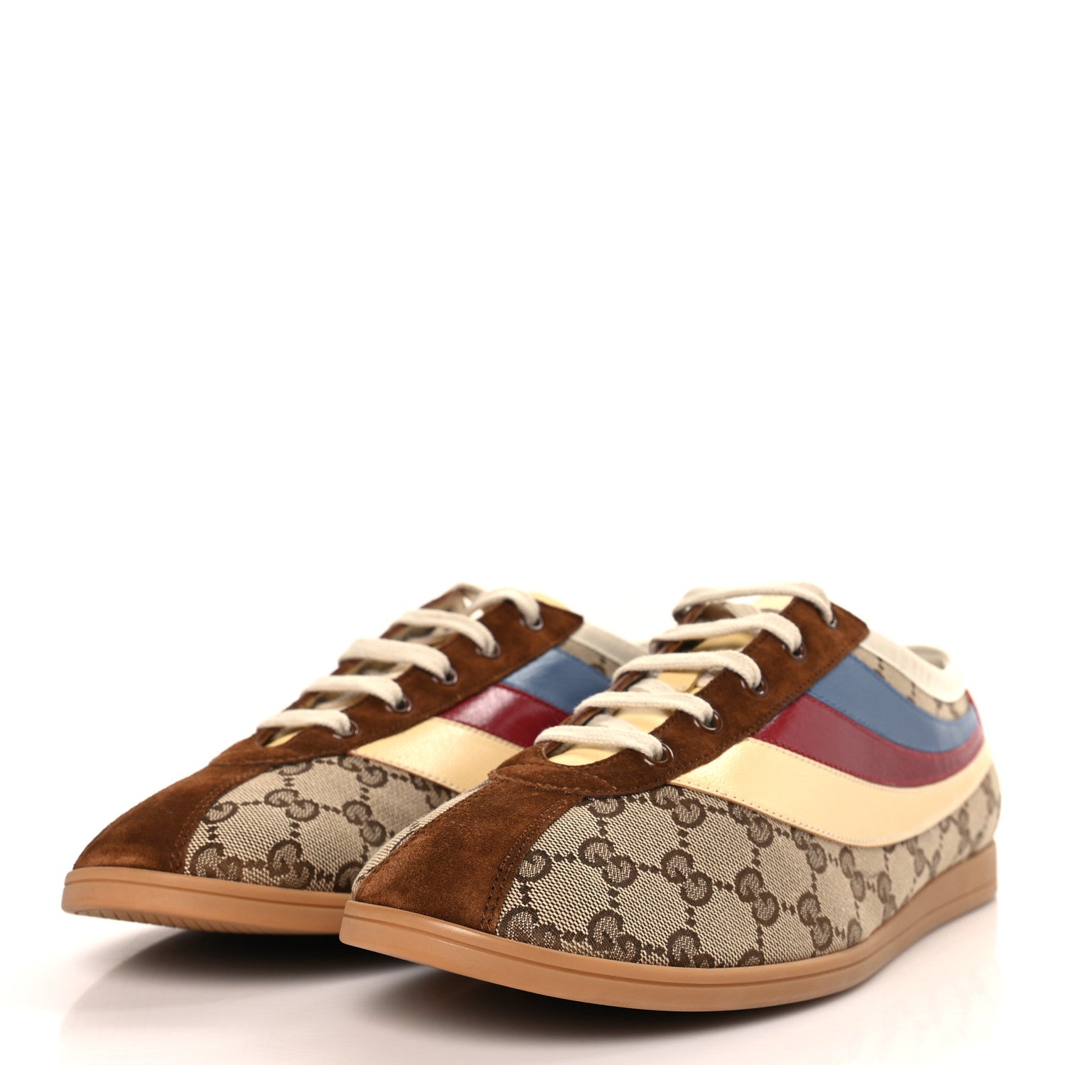 Gucci Suede Monogram Web Mens Falacer Sneakers 12 Nocciola Beige 3 of 9
