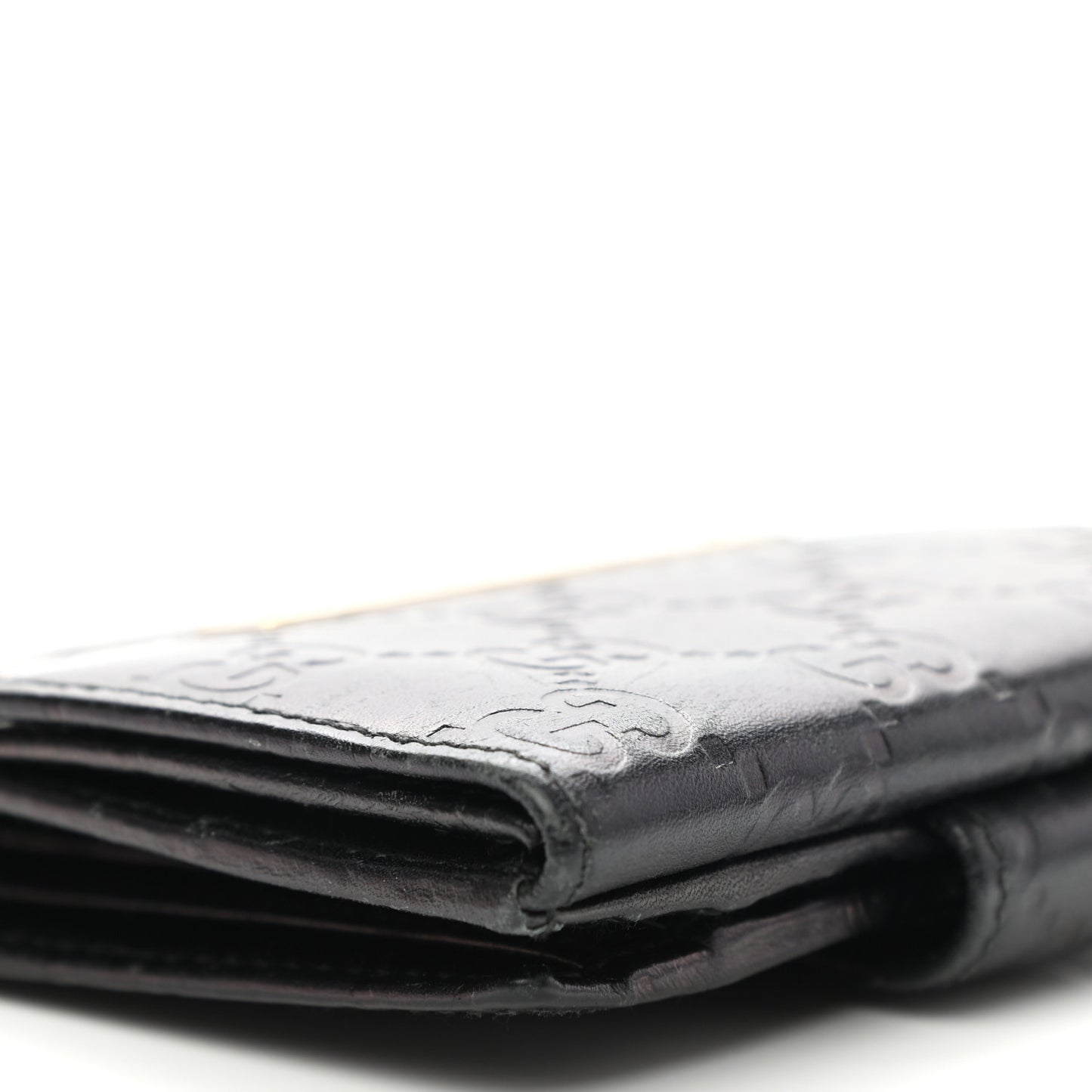 Guccissima Metal Bar French Flap Wallet Black