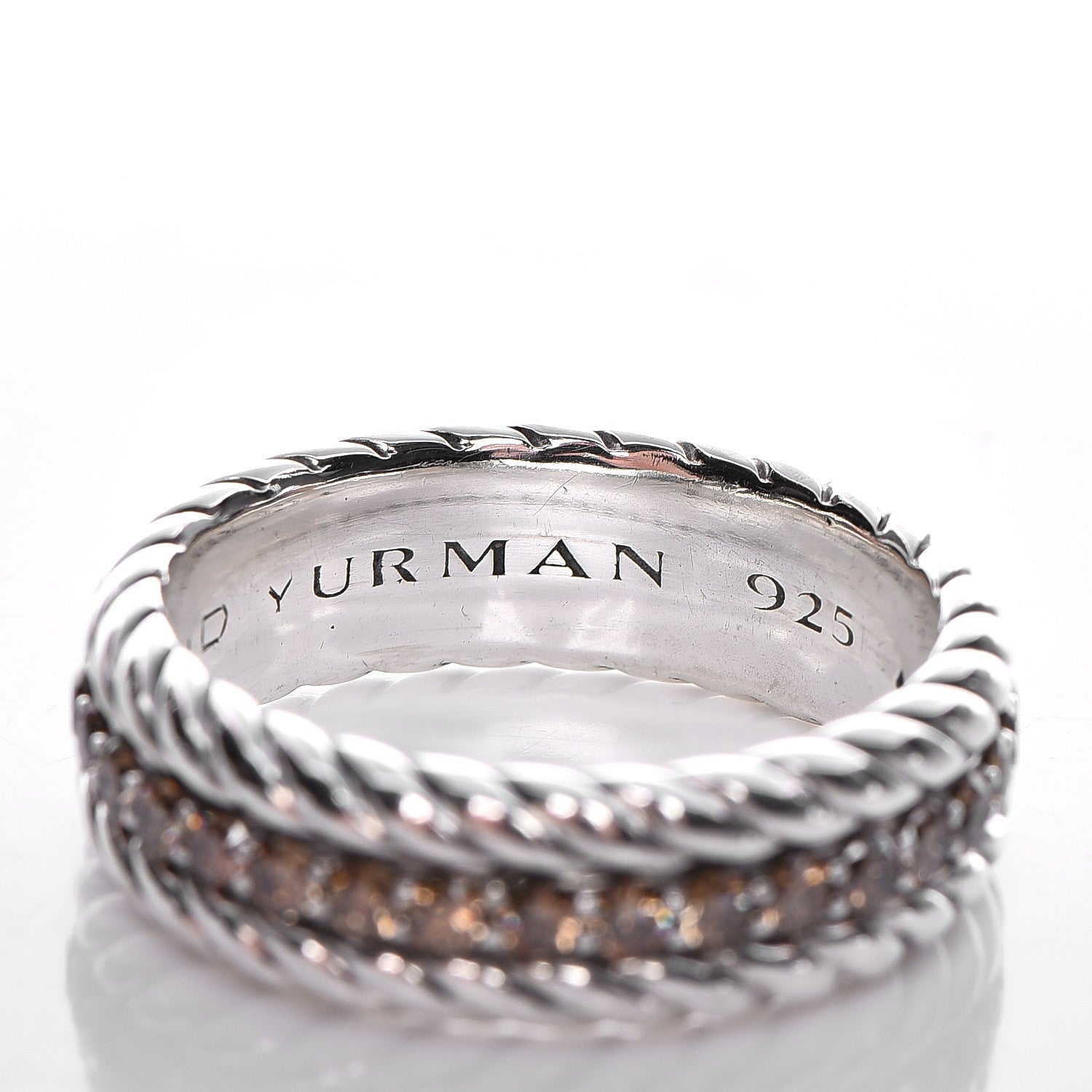 David Yurman Sterling Silver Cognac Diamond Streamline Band Ring 65.5 11.5 3 of 6
