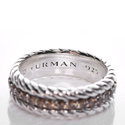David Yurman Sterling Silver Cognac Diamond Streamline Band Ring 65.5 11.5 3 of 6
