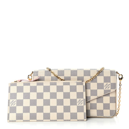 Louis Vuitton Damier Azur Pochette Felicie Chain Wallet Rose Ballerine 2 of 6