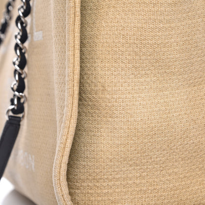Chanel Canvas Small Deauville Tote Beige Black 8 of 10