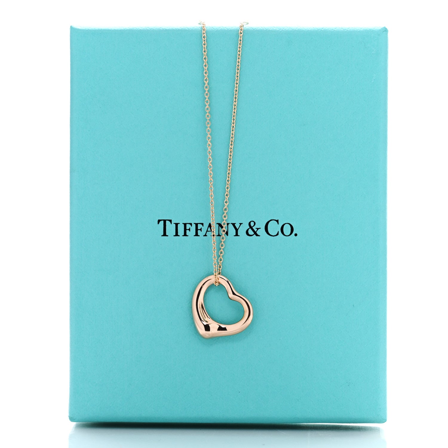 Tiffany 18K Rose Gold 16mm Elsa Peretti Open Heart Pendant Necklace 5 of 5