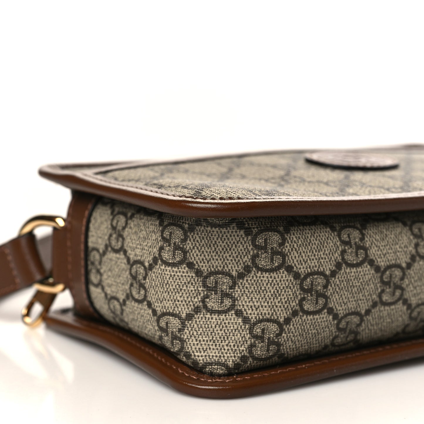 GG Supreme Monogram Azalea Calfskin Mini Retro Interlocking G Shoulder Bag Beige Ebony Brown Sugar