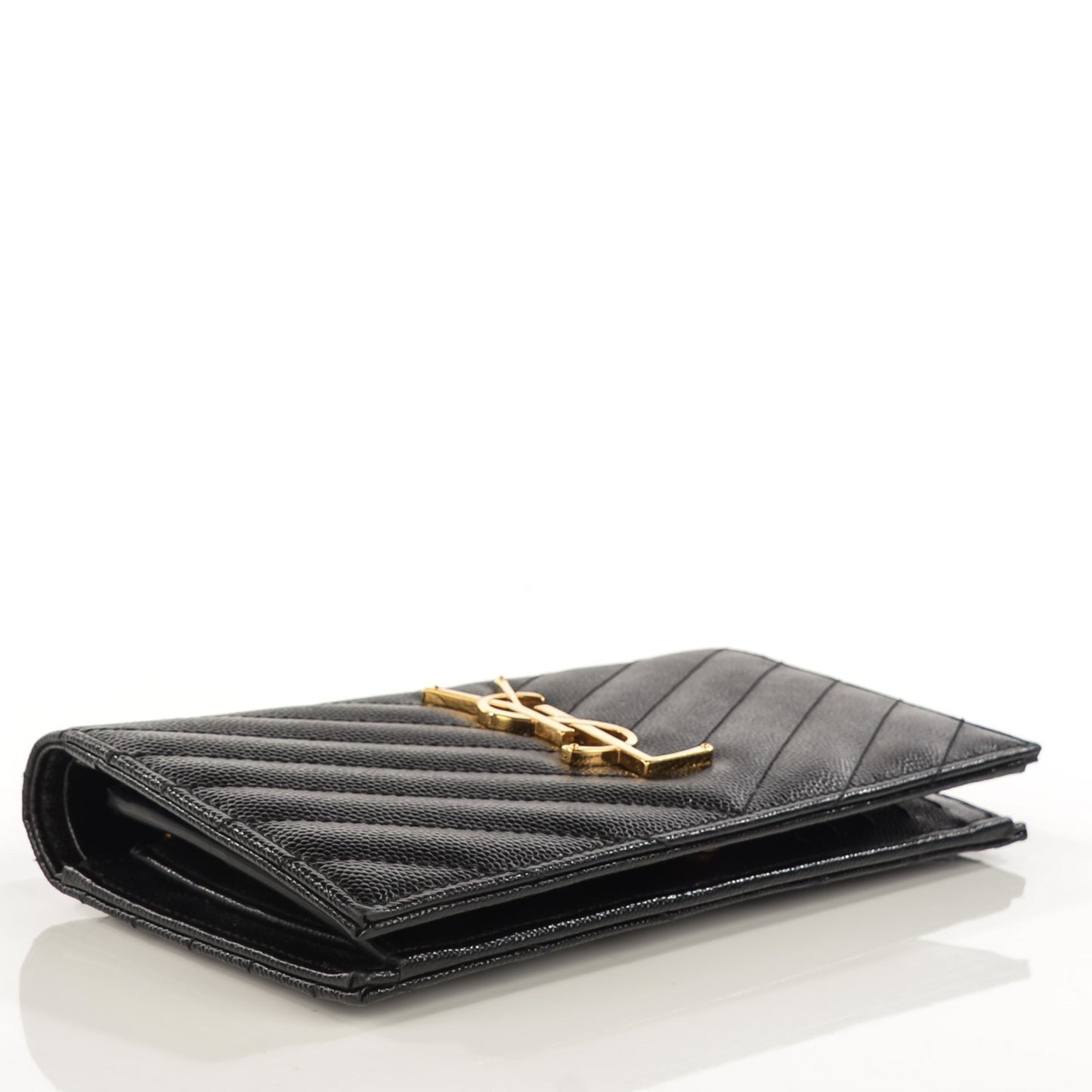 Grain De Poudre Matelasse Chevron Monogram Flap Wallet Black