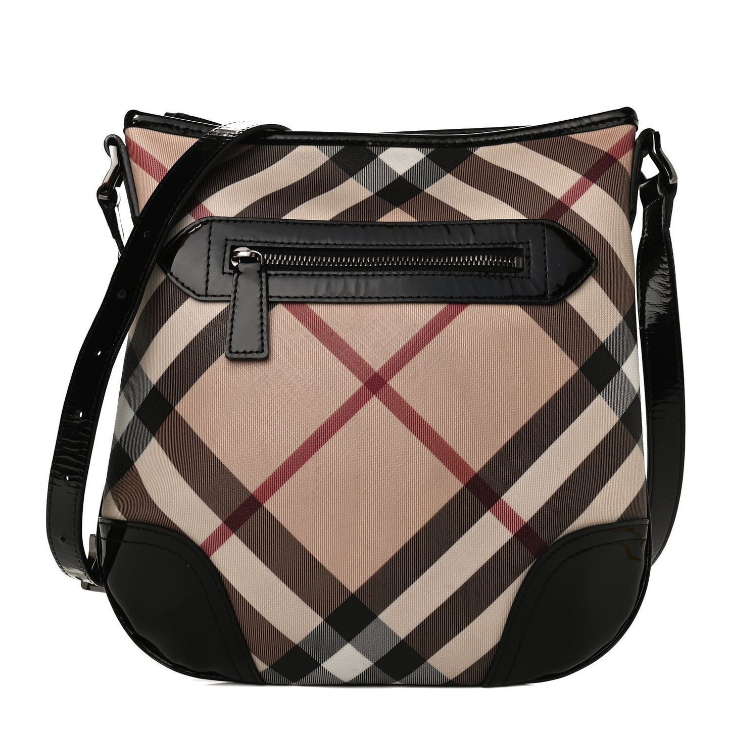 Patent Nova Check Dryden Crossbody Bag Black