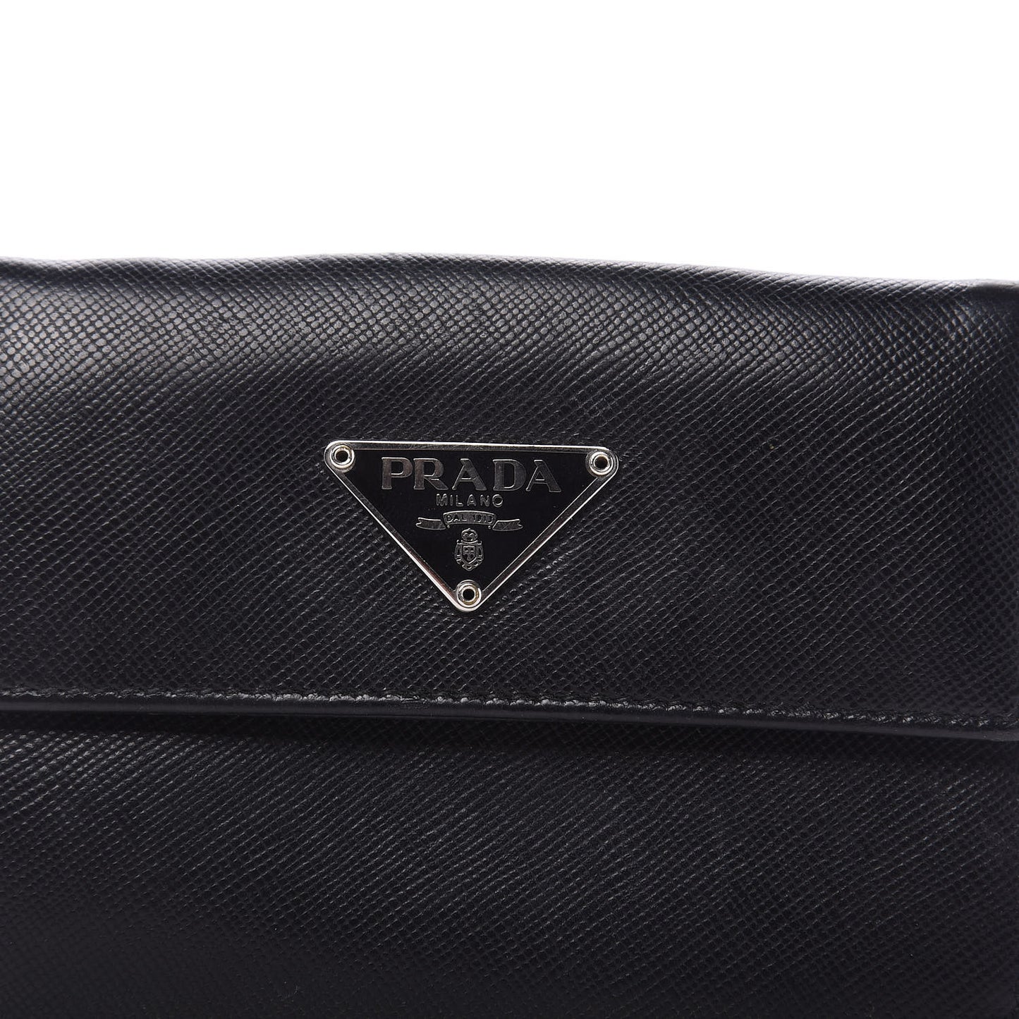 Saffiano Tri-Fold Compact Wallet Black