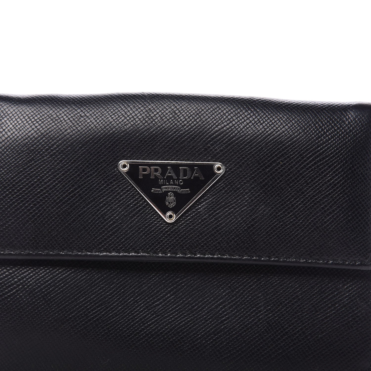Prada Saffiano Tri-Fold Compact Wallet Black 10 of 10