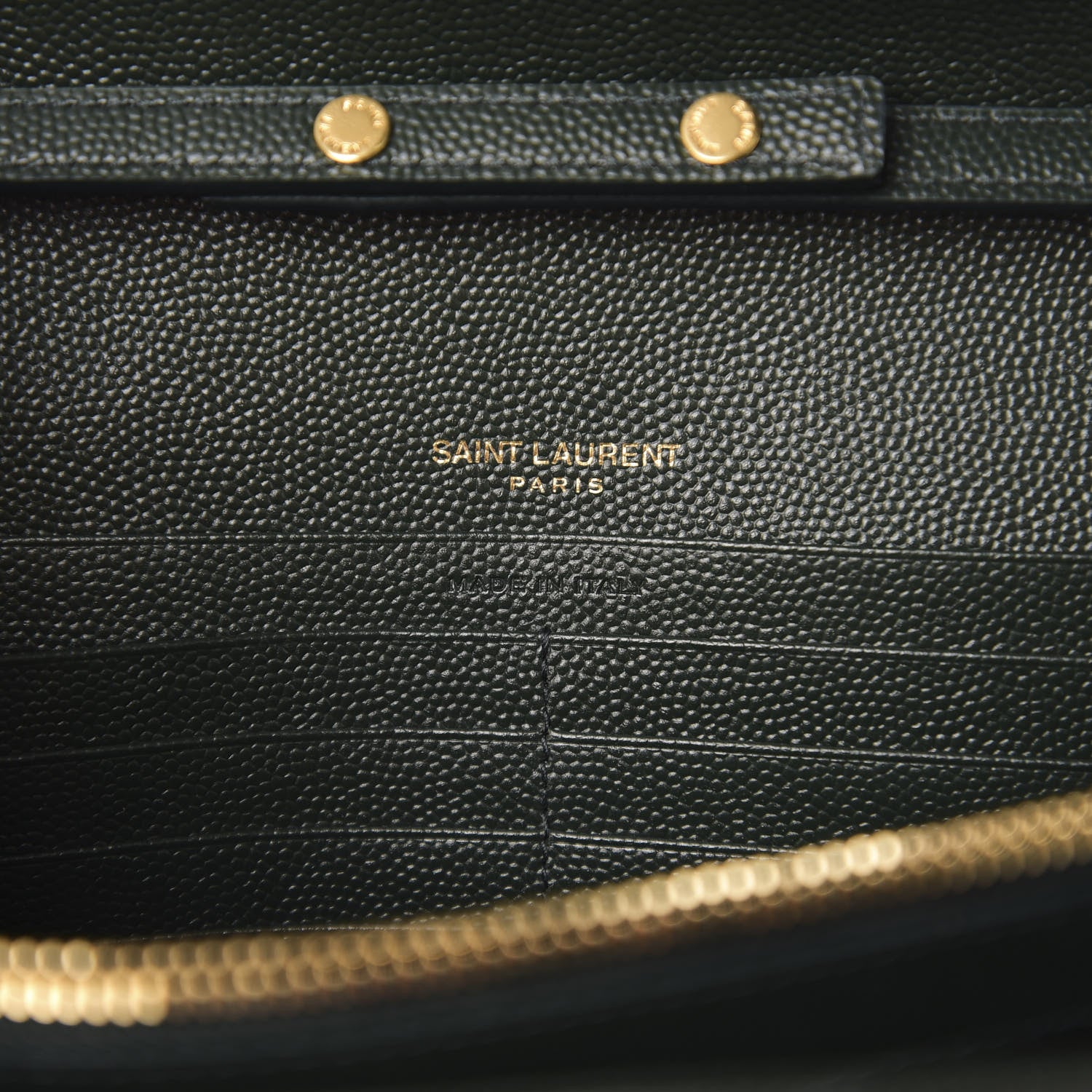 Saint Laurent Grain de Poudre Matelasse Chevron Medium Monogram Chain Wallet Dark Emerald 5 of 9