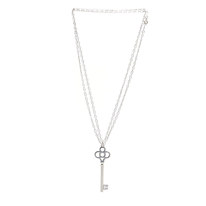 Tiffany Sterling Silver Large Crown Key Pendant Link Necklace 3 of 7