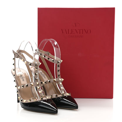 Valentino Garavani Patent Nappa Rockstud Ankle Strap 100mm Pumps 38 Black Poudre 8 of 8