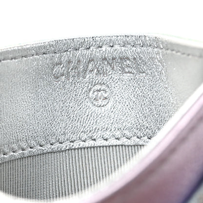 Chanel Gradient Metallic Calfskin Quilted Card Holder Silver Blue Yellow Purple 6 of 8